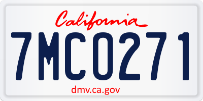 CA license plate 7MCO271