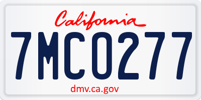 CA license plate 7MCO277