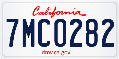 CA license plate 7MCO282
