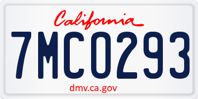 CA license plate 7MCO293