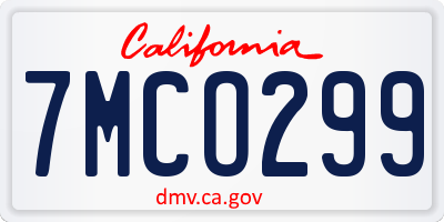 CA license plate 7MCO299