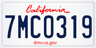 CA license plate 7MCO319
