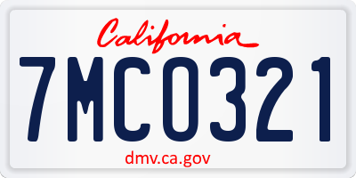 CA license plate 7MCO321