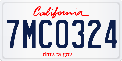 CA license plate 7MCO324