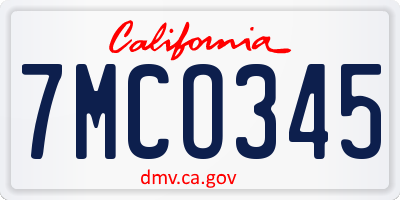 CA license plate 7MCO345