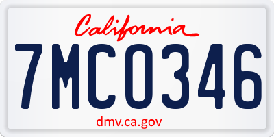 CA license plate 7MCO346