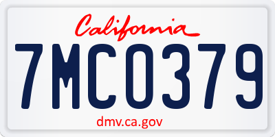 CA license plate 7MCO379