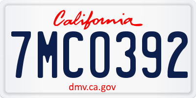 CA license plate 7MCO392