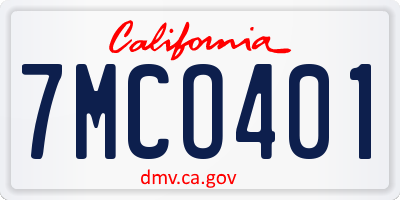 CA license plate 7MCO401