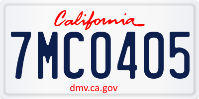 CA license plate 7MCO405