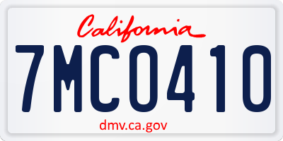 CA license plate 7MCO410