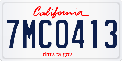 CA license plate 7MCO413