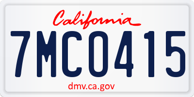 CA license plate 7MCO415