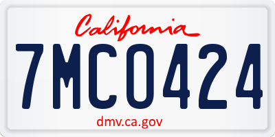 CA license plate 7MCO424