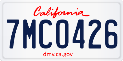 CA license plate 7MCO426