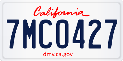 CA license plate 7MCO427