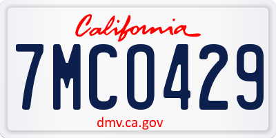 CA license plate 7MCO429