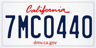 CA license plate 7MCO440