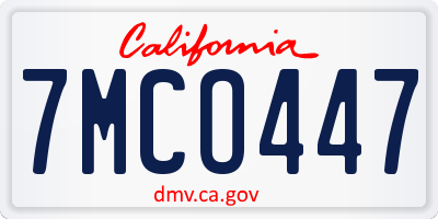 CA license plate 7MCO447