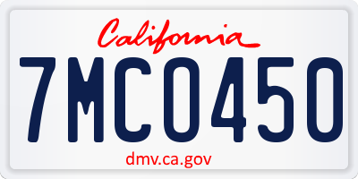 CA license plate 7MCO450