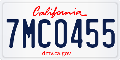 CA license plate 7MCO455