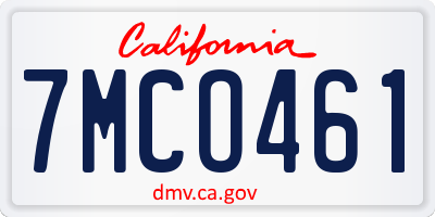 CA license plate 7MCO461
