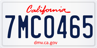 CA license plate 7MCO465