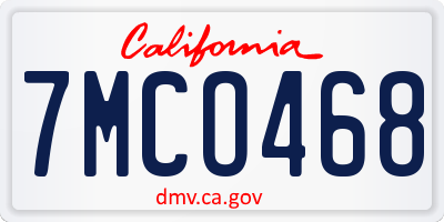 CA license plate 7MCO468