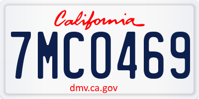CA license plate 7MCO469