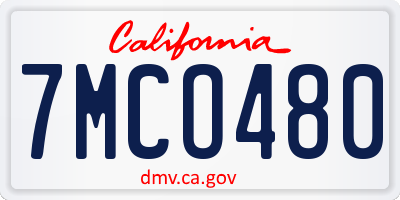 CA license plate 7MCO480