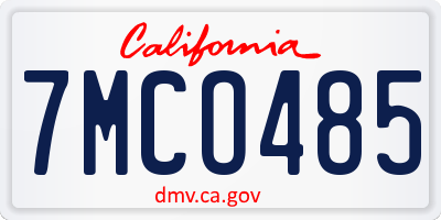CA license plate 7MCO485