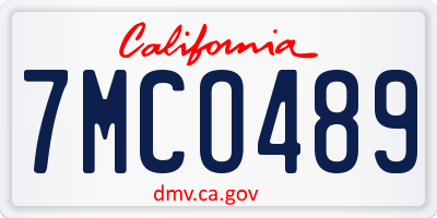 CA license plate 7MCO489