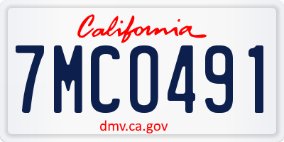 CA license plate 7MCO491