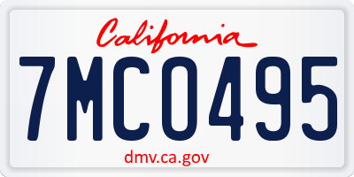 CA license plate 7MCO495