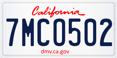 CA license plate 7MCO502