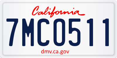 CA license plate 7MCO511