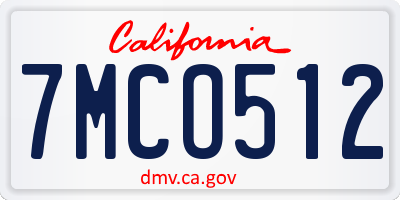 CA license plate 7MCO512