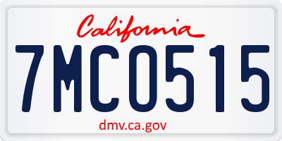 CA license plate 7MCO515