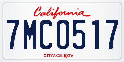 CA license plate 7MCO517