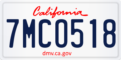 CA license plate 7MCO518