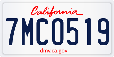 CA license plate 7MCO519
