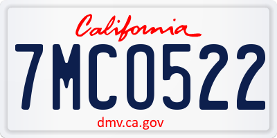 CA license plate 7MCO522