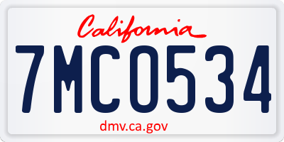 CA license plate 7MCO534