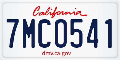 CA license plate 7MCO541