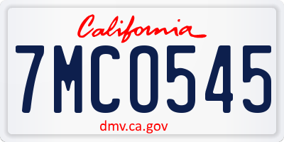 CA license plate 7MCO545