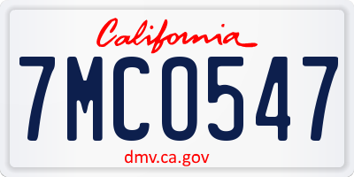 CA license plate 7MCO547