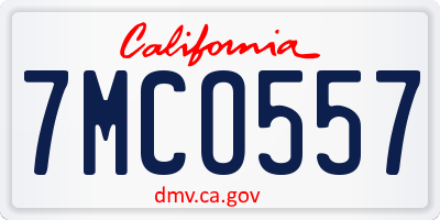 CA license plate 7MCO557