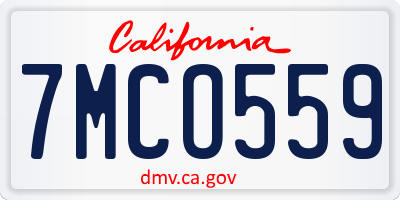 CA license plate 7MCO559