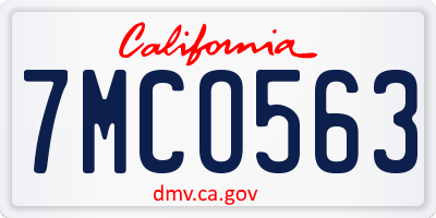 CA license plate 7MCO563