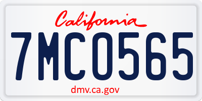 CA license plate 7MCO565